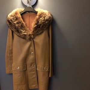 Vintage leather and fur coat.